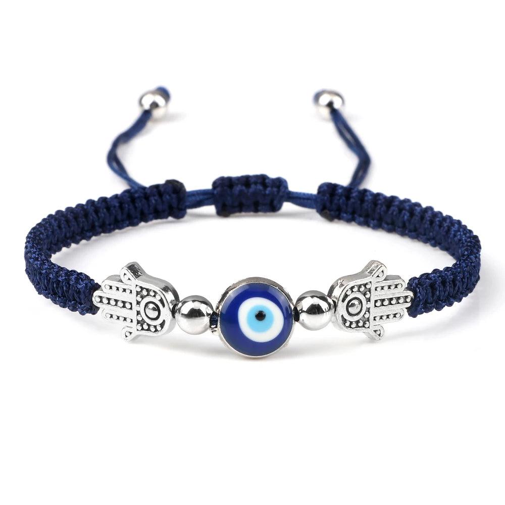 Evil Eye Braided Red & Black Adjustable Bracelet navy-blue-bergamot by HitMyNeed
