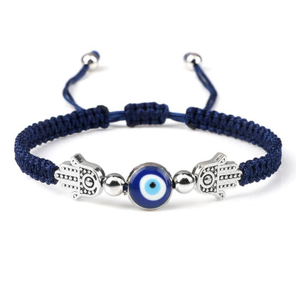 Evil Eye Braided Red & Black Adjustable Bracelet navy-blue-bergamot by HitMyNeed