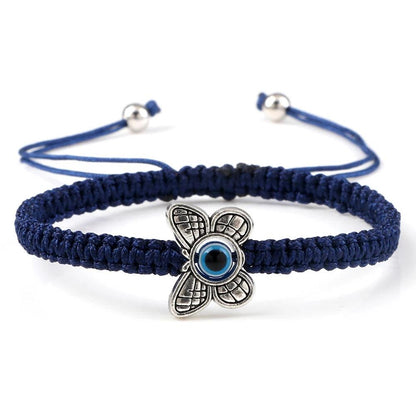 Evil Eye Braided Red & Black Adjustable Bracelet navy-butterfly by HitMyNeed
