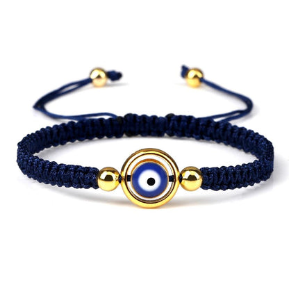 Evil Eye Braided Red & Black Adjustable Bracelet navy-golden-color3 by HitMyNeed