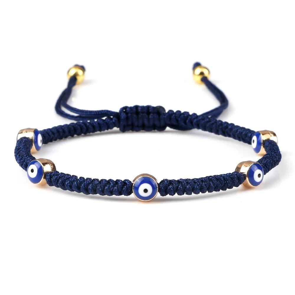 Evil Eye Braided Red & Black Adjustable Bracelet navy-goldencolor-2 by HitMyNeed
