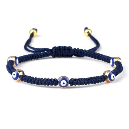 Evil Eye Braided Red & Black Adjustable Bracelet navy-goldencolor-2 by HitMyNeed