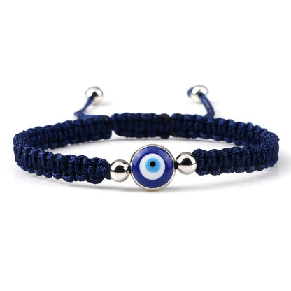 Evil Eye Braided Red & Black Adjustable Bracelet navy-sliver-color by HitMyNeed