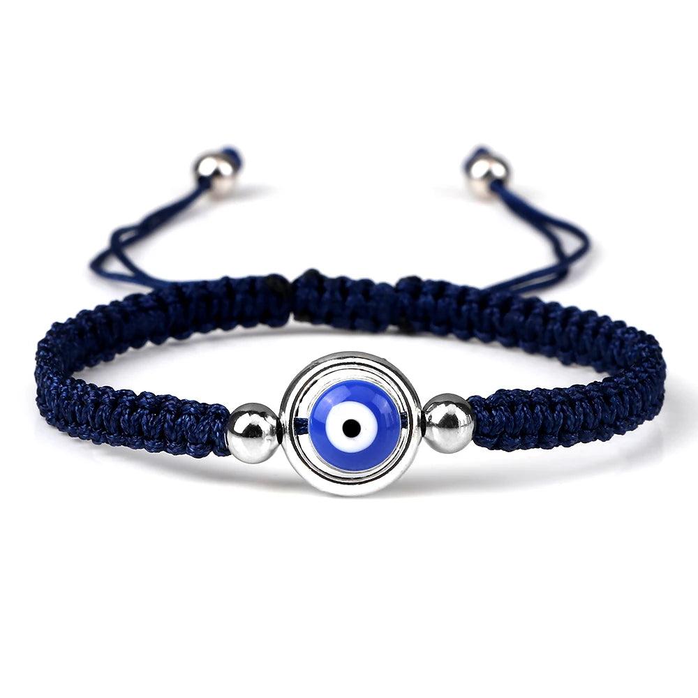 Evil Eye Braided Red & Black Adjustable Bracelet navy-sliver-color3 by HitMyNeed