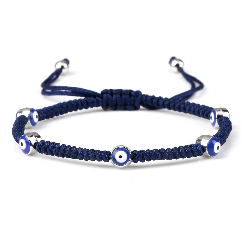 Evil Eye Braided Red & Black Adjustable Bracelet navy-slivercolor-2 by HitMyNeed