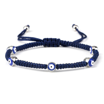 Evil Eye Braided Red & Black Adjustable Bracelet navy-slivercolor-2 by HitMyNeed