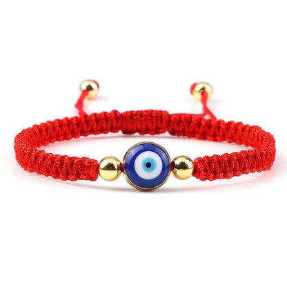 Evil Eye Braided Red & Black Adjustable Bracelet red-golden-color by HitMyNeed