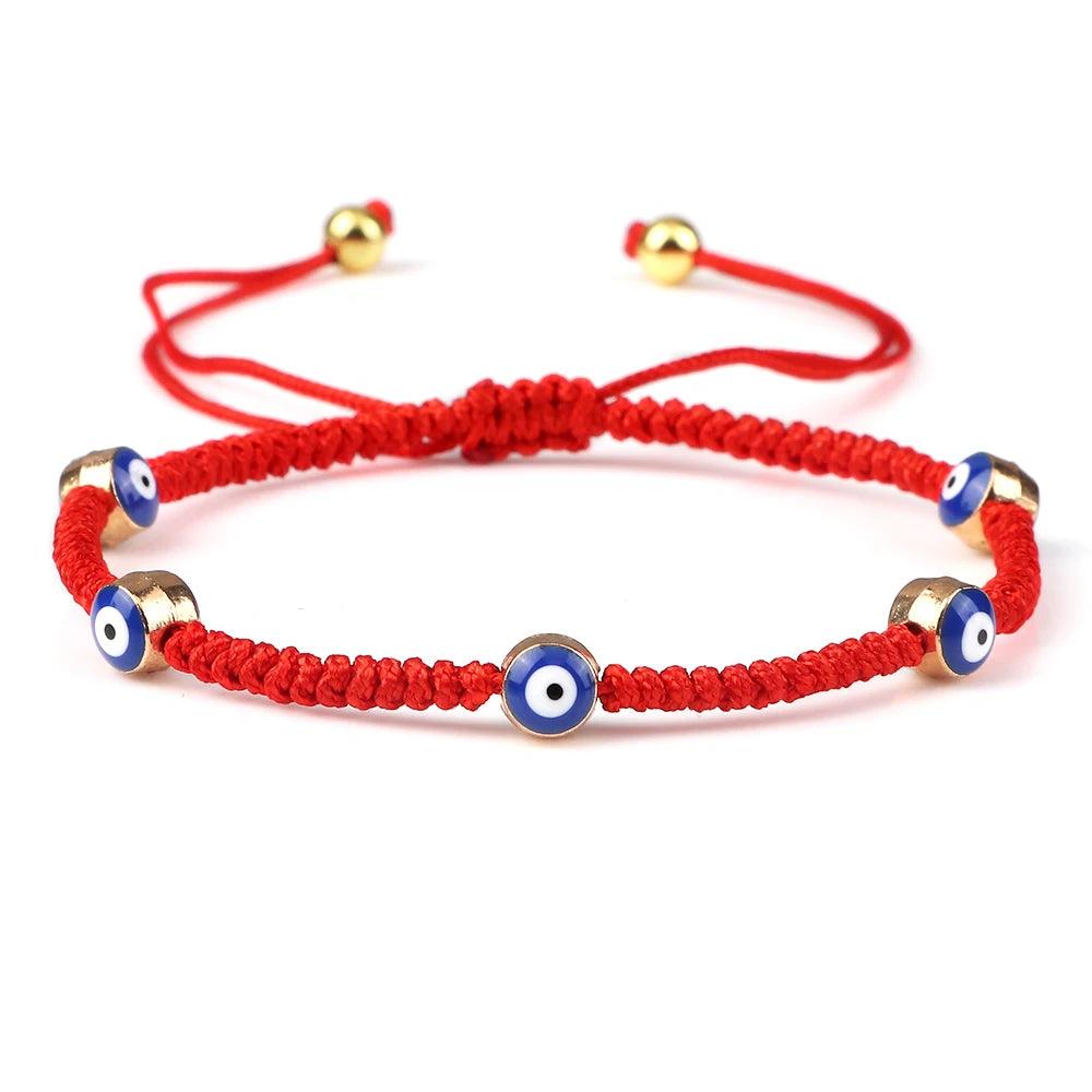Evil Eye Braided Red & Black Adjustable Bracelet red-golden-color2 by HitMyNeed