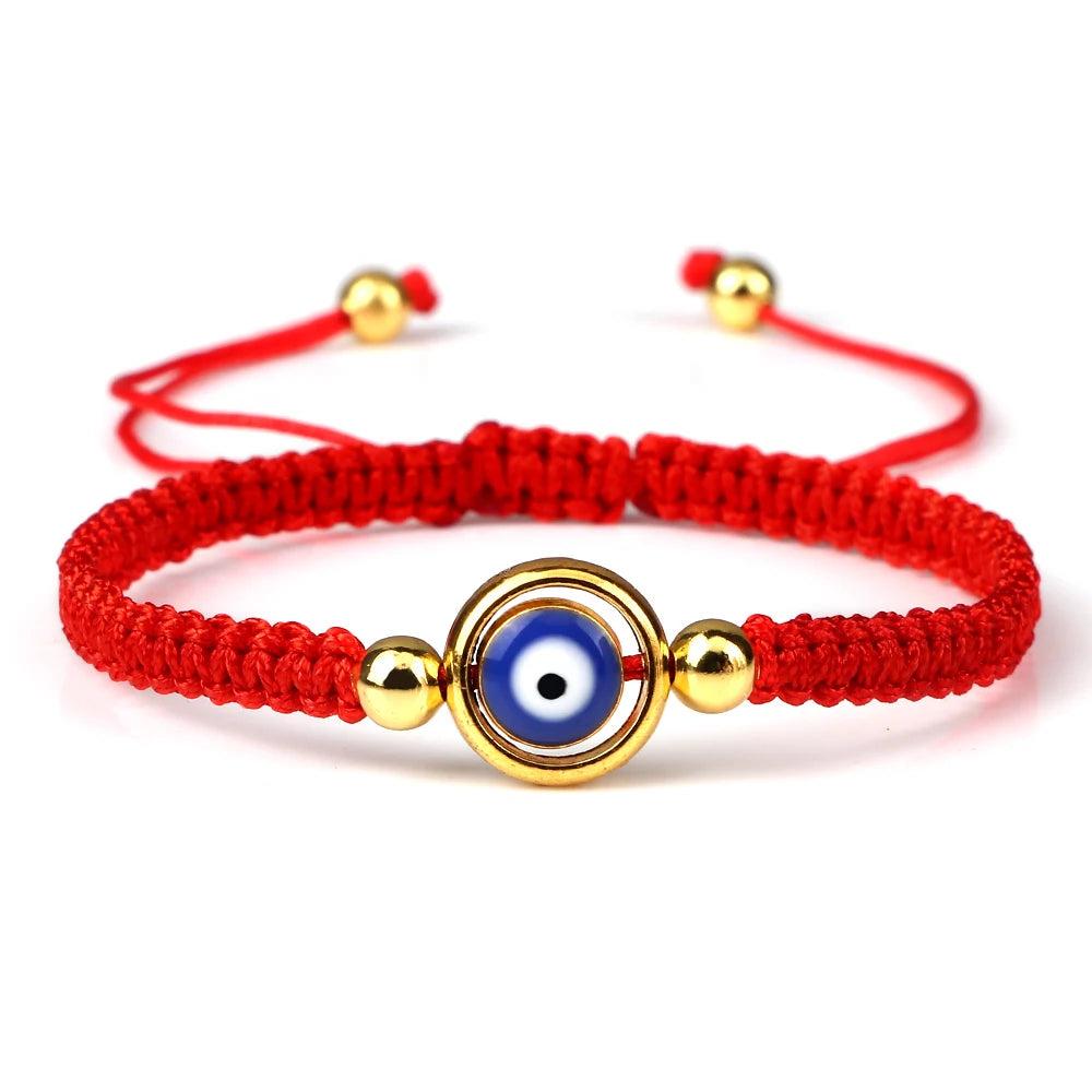 Evil Eye Braided Red & Black Adjustable Bracelet red-golden-color3 by HitMyNeed