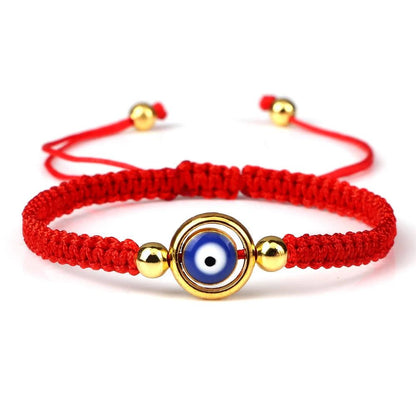 Evil Eye Braided Red & Black Adjustable Bracelet red-golden-color3 by HitMyNeed
