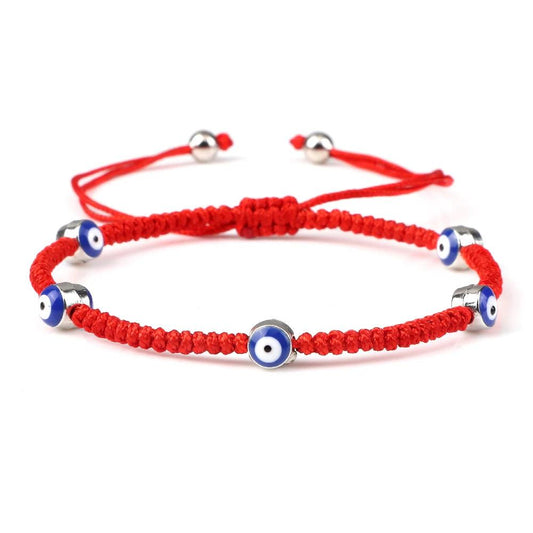 Evil Eye Braided Red & Black Adjustable Bracelet red-sliver-color2 by HitMyNeed