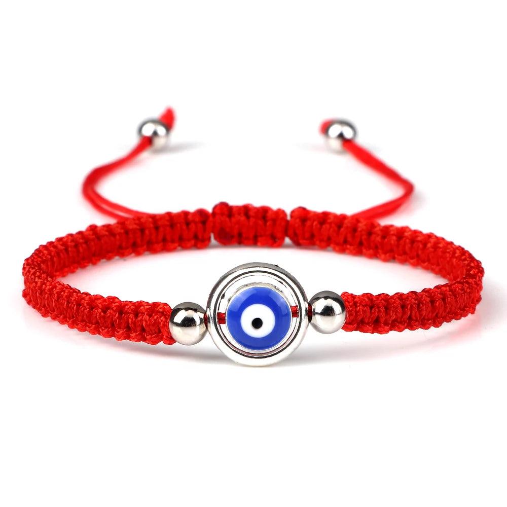 Evil Eye Braided Red & Black Adjustable Bracelet red-sliver-color3 by HitMyNeed