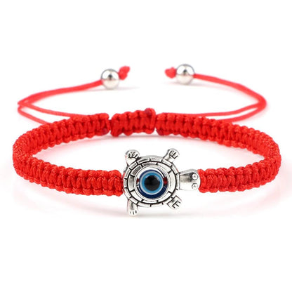 Evil Eye Braided Red & Black Adjustable Bracelet red-turtle by HitMyNeed