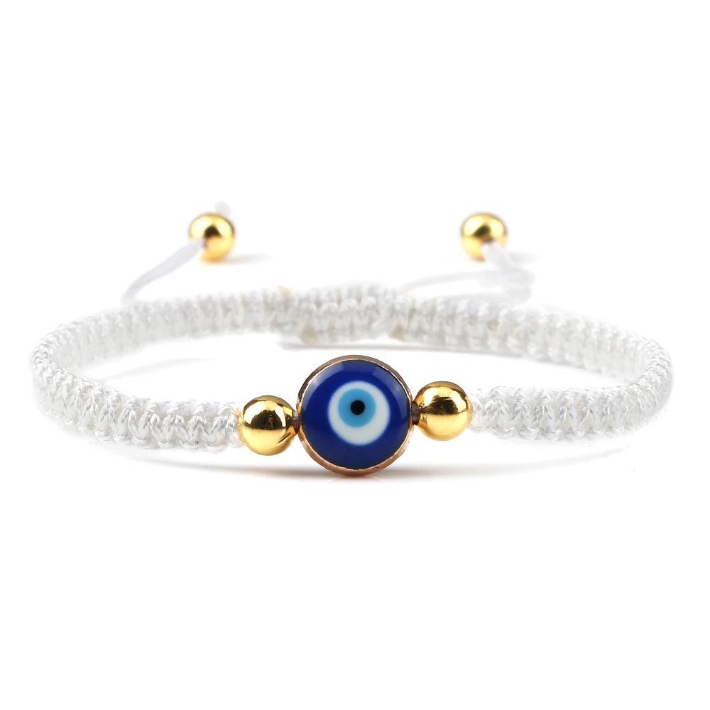 Evil Eye Braided Red & Black Adjustable Bracelet white-golden-color by HitMyNeed