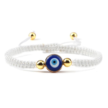 Evil Eye Braided Red & Black Adjustable Bracelet white-golden-color by HitMyNeed