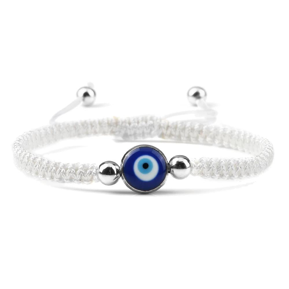 Evil Eye Braided Red & Black Adjustable Bracelet white-sliver-color by HitMyNeed