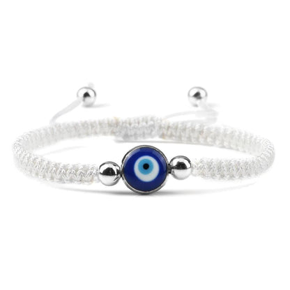 Evil Eye Braided Red & Black Adjustable Bracelet white-sliver-color by HitMyNeed