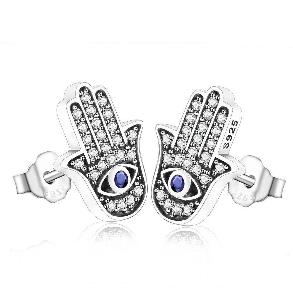 Evil Eye Stud Earrings in 925 Sterling Silver by HitMyNeed