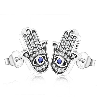 Evil Eye Stud Earrings in 925 Sterling Silver by HitMyNeed