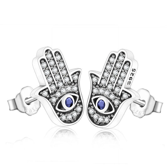 Evil Eye Stud Earrings in 925 Sterling Silver by HitMyNeed