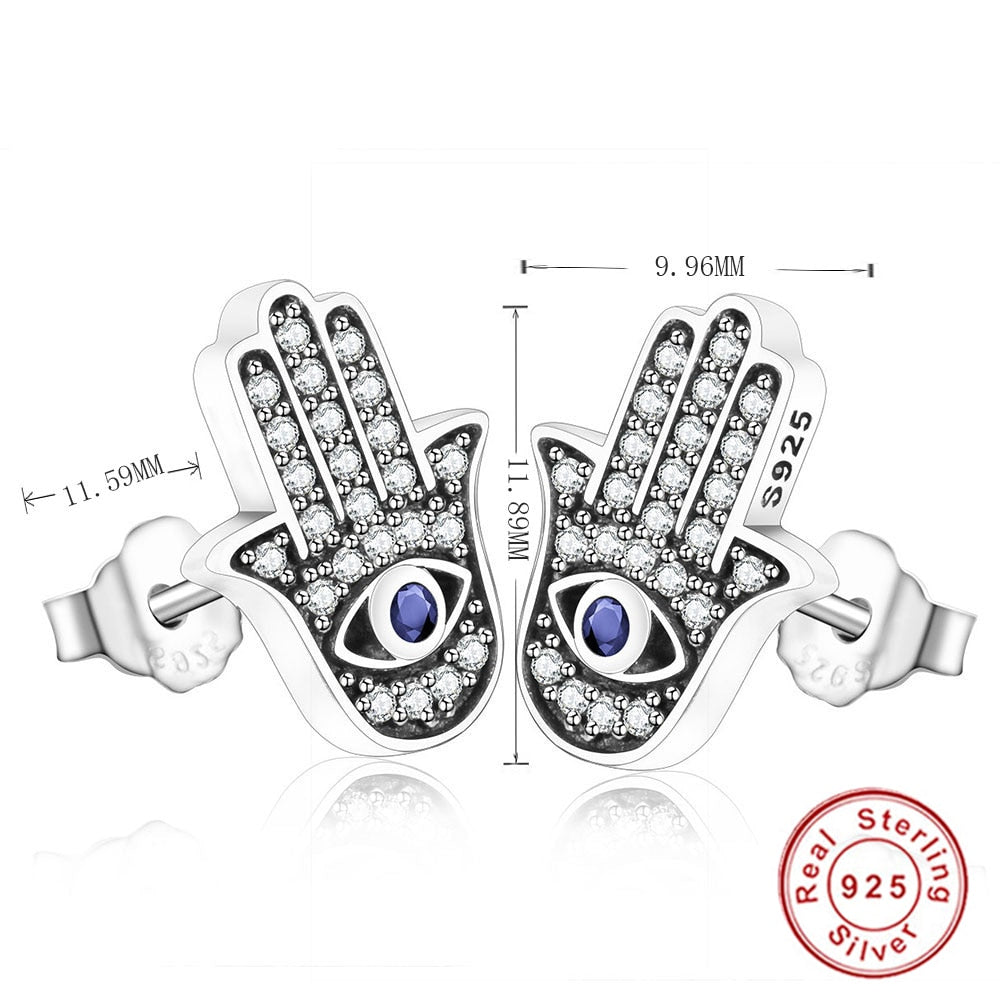 Evil Eye Stud Earrings in 925 Sterling Silver by HitMyNeed
