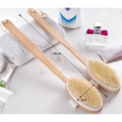 Exfoliating Body Brush with Long Wooden Handle by HitMyNeed