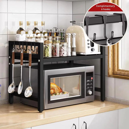 Expandable 42-64cm Microwave Shelf Countertop Organizer by HitMyNeed
