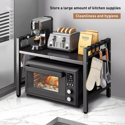 Expandable 42-64cm Microwave Shelf Countertop Organizer by HitMyNeed