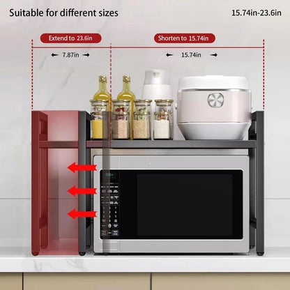 Expandable 42-64cm Microwave Shelf Countertop Organizer by HitMyNeed