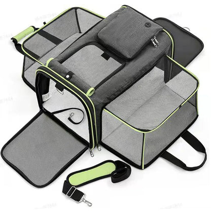Expandable Airline Approved Cat & Small Dog Travel Bag green by HitMyNeed