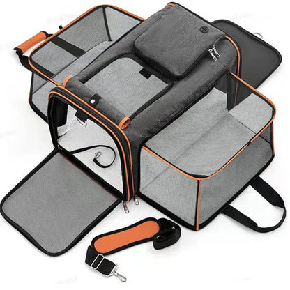 Expandable Airline Approved Cat & Small Dog Travel Bag orange by HitMyNeed