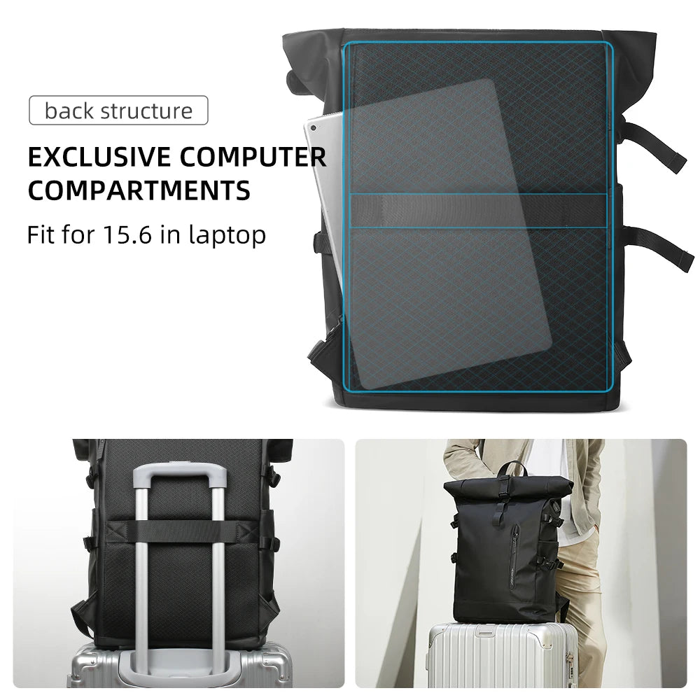 Expandable Waterproof Travel Backpack with USB Port by HitMyNeed