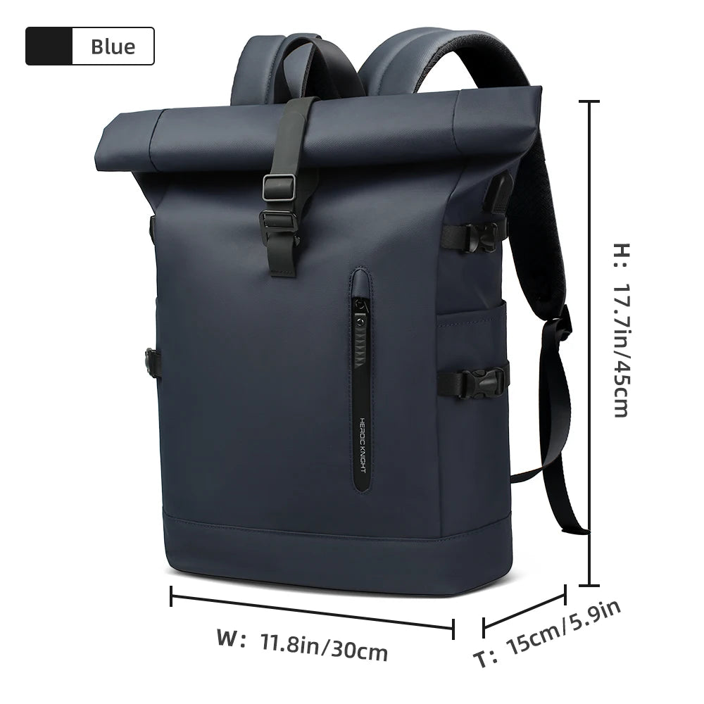 Expandable Waterproof Travel Backpack with USB Port blue by HitMyNeed