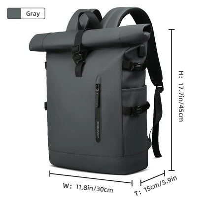 Expandable Waterproof Travel Backpack with USB Port grey by HitMyNeed