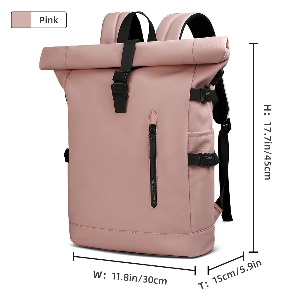 Expandable Waterproof Travel Backpack with USB Port pink by HitMyNeed