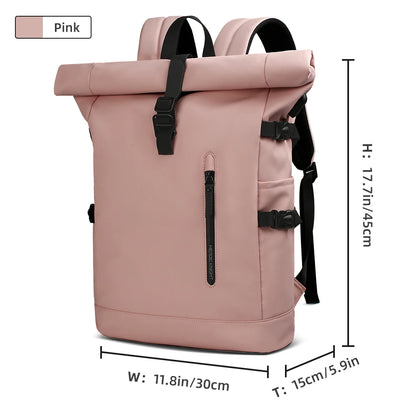 Expandable Waterproof Travel Backpack with USB Port pink by HitMyNeed