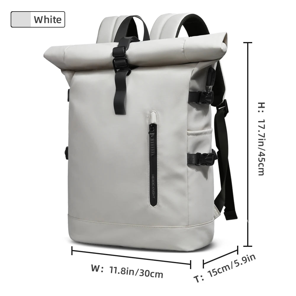 Expandable Waterproof Travel Backpack with USB Port white by HitMyNeed