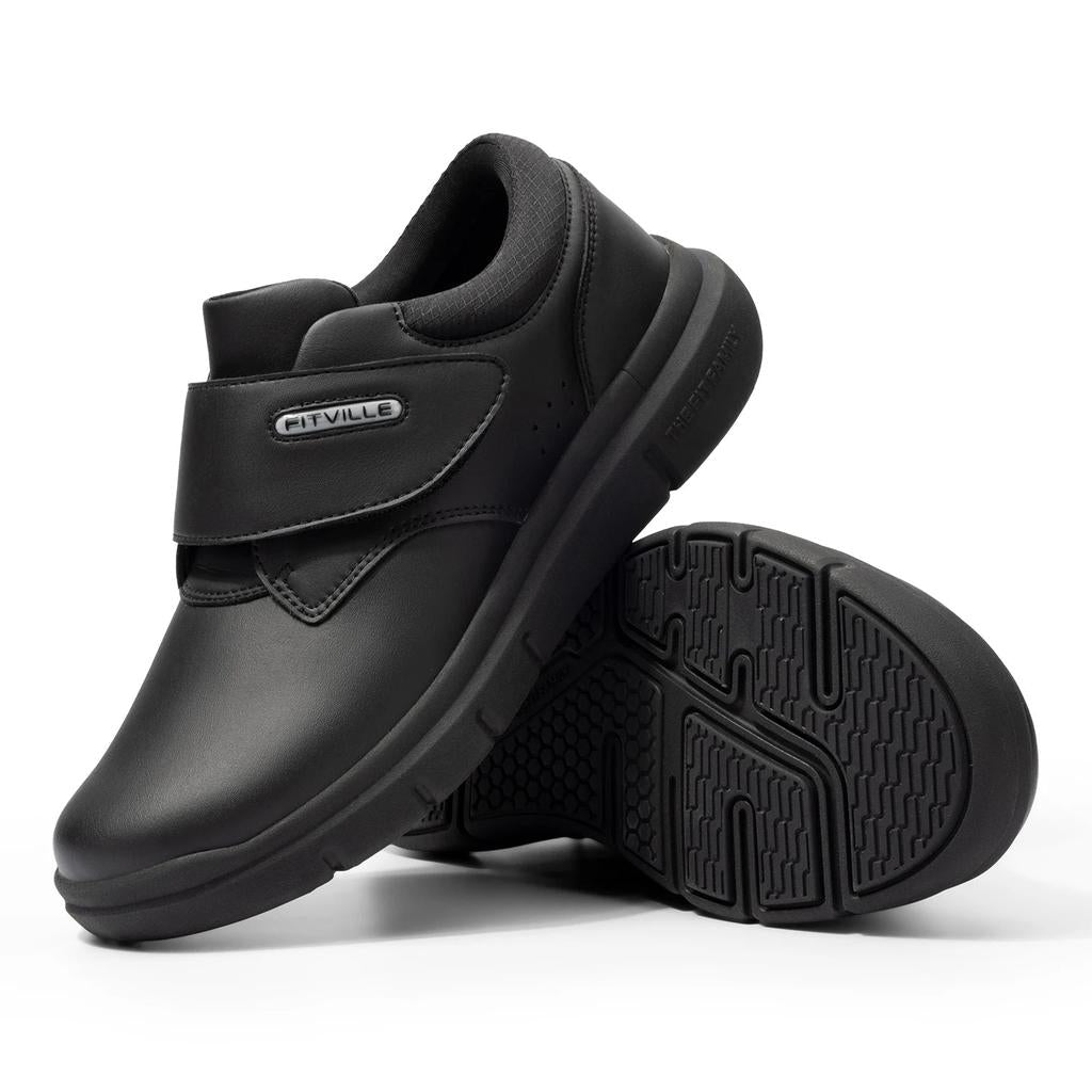 Extra Wide Men's Leather Diabetic Walking Shoes by HitMyNeed