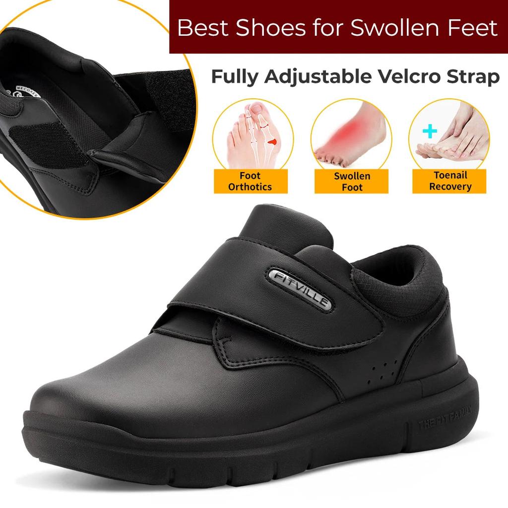 Extra Wide Men's Leather Diabetic Walking Shoes by HitMyNeed