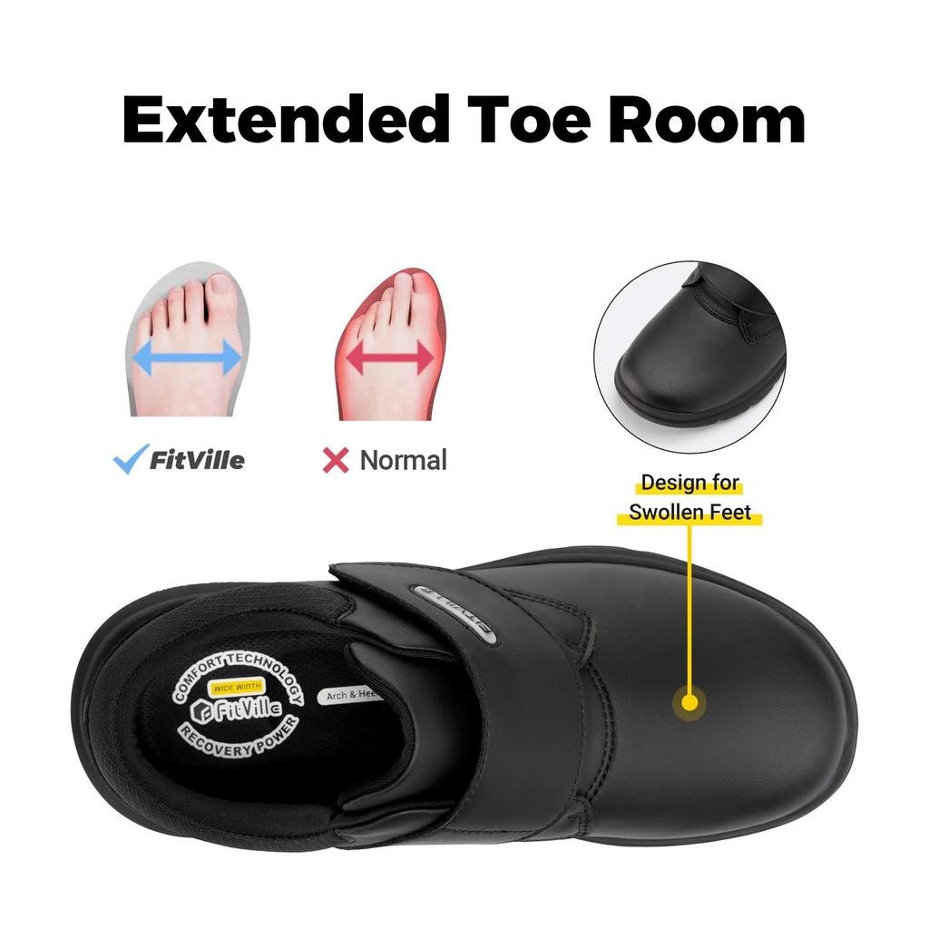 Extra Wide Men's Leather Diabetic Walking Shoes by HitMyNeed