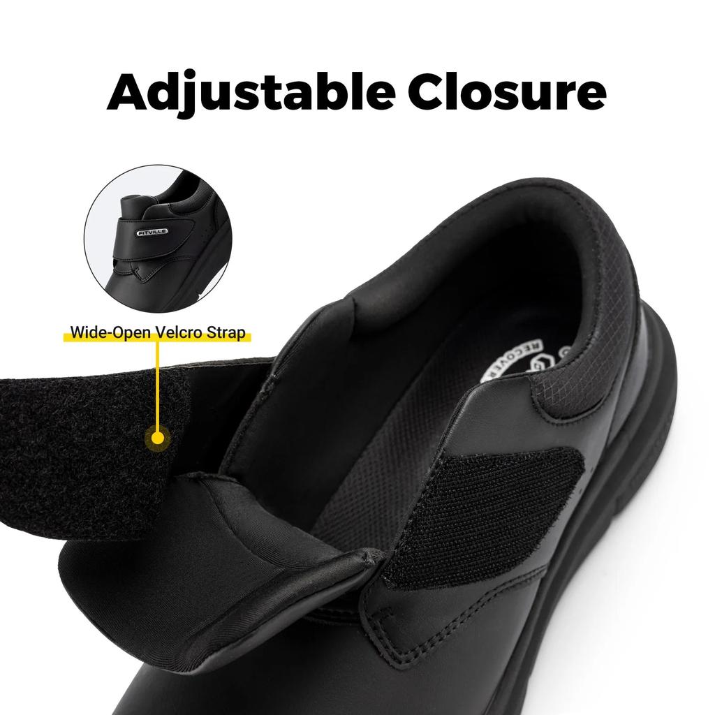 Extra Wide Men's Leather Diabetic Walking Shoes by HitMyNeed