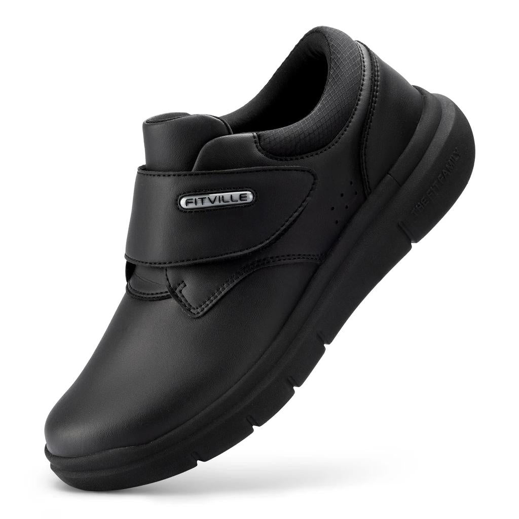 Extra Wide Men's Leather Diabetic Walking Shoes style-a-black us-8-5-x-wide by HitMyNeed