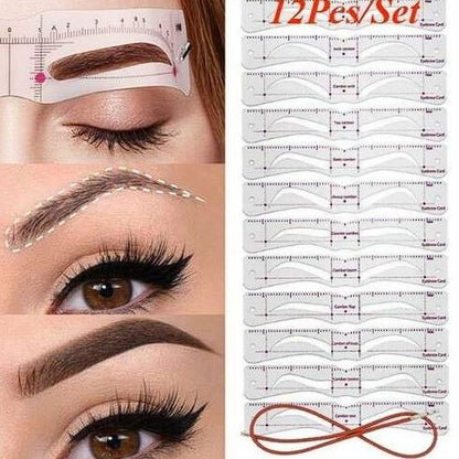 Eyebrow Stencil Kit with Head Strap, 12-Piece Set by HitMyNeed