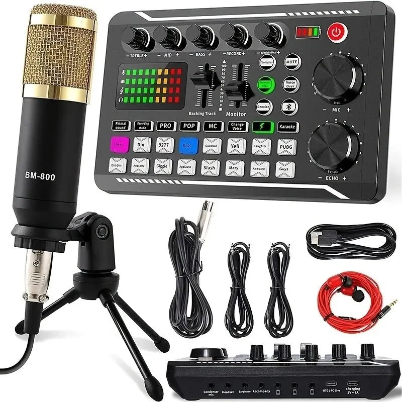 F998 Podcast Sound Card & BM800 Mic Studio Kit by HitMyNeed