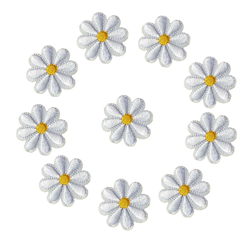 Fabric Daisy Iron On Patches Set (10 Pieces) by HitMyNeed