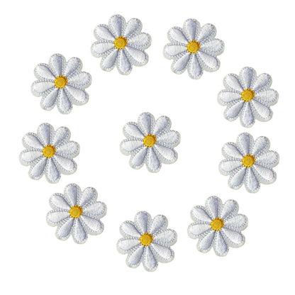 Fabric Daisy Iron On Patches Set (10 Pieces) by HitMyNeed