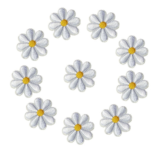 Fabric Daisy Iron On Patches Set (10 Pieces) by HitMyNeed