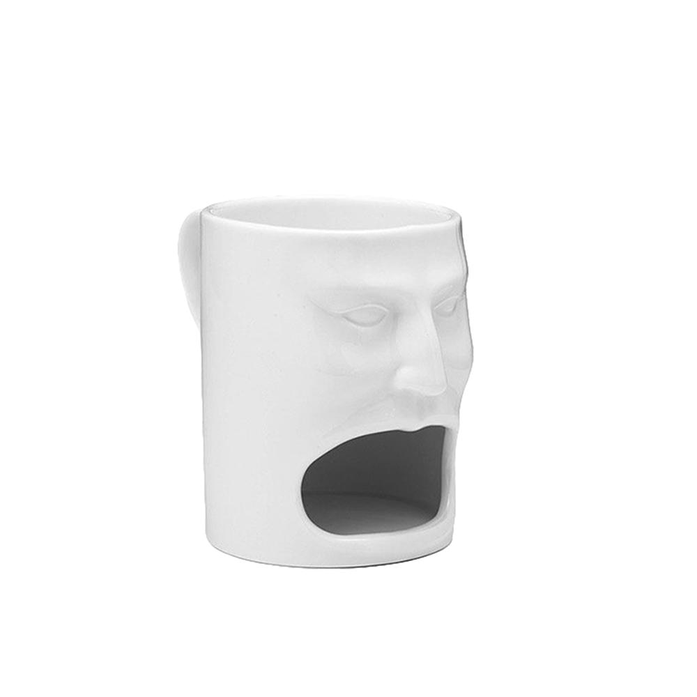 Face-Shaped Ceramic Mug with Biscuit Holder, 170ml by HitMyNeed