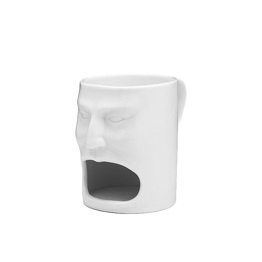 Face-Shaped Ceramic Mug with Biscuit Holder, 170ml by HitMyNeed