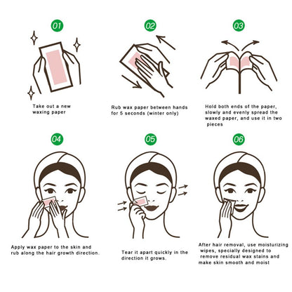 Face Wax Strips 24-Pack DIY Hair Removal Set by HitMyNeed